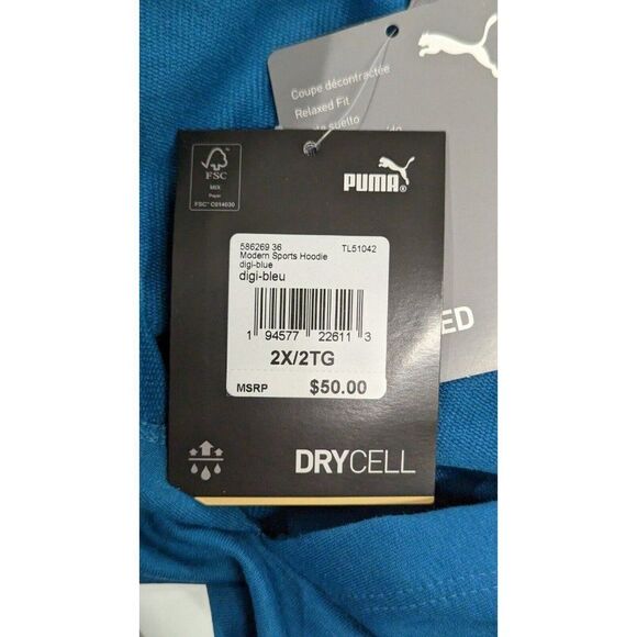 Puma Womens Size 2X Digi Blue Relaxed Fit Long Sleeve Modern Sports Hoodie - Picture 9 of 13